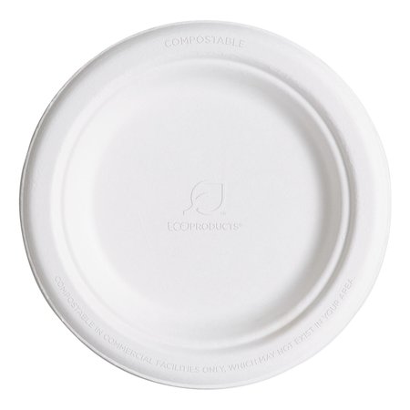 ECO-PRODUCTS Renewable & Compostable Sugarcane Plates, 6in, PK1000 EP-P016